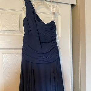 B2 NWT Dark Blue One Shoulder Bridesmaid Dress Size 14